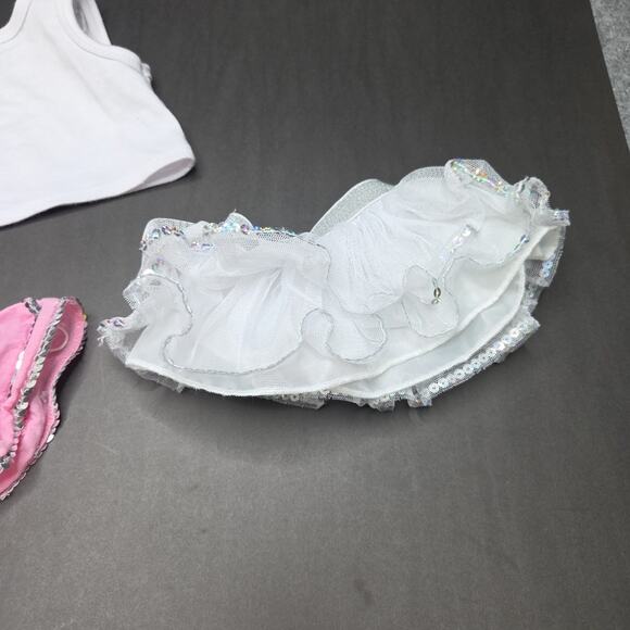Build A Bear Workshop Sequin Tank Top White Pink 2 Skirt Set Flashy BABW - Picture 9 of 10